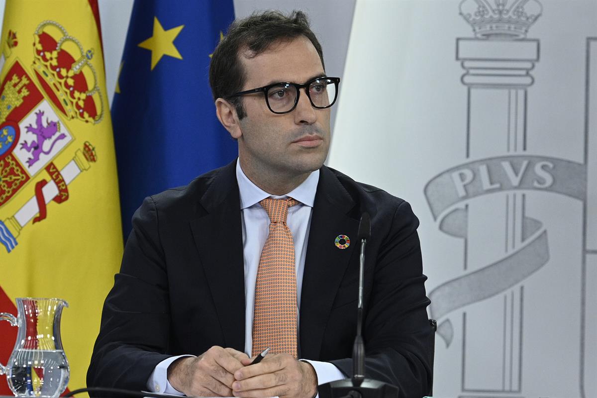 23/09/2025. Rueda de prensa tras el Consejo de Ministros: Carlos Cuerpo. El ministro de Economía, Comercio y Empresa, Carlos Cuerpo, durante...