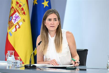 24/06/2025. Rueda de prensa tras el Consejo de Ministros: Sara Aagesen, Pilar Alegría y Carlos Cuerpo. La ministra para la Transición Ecológ...