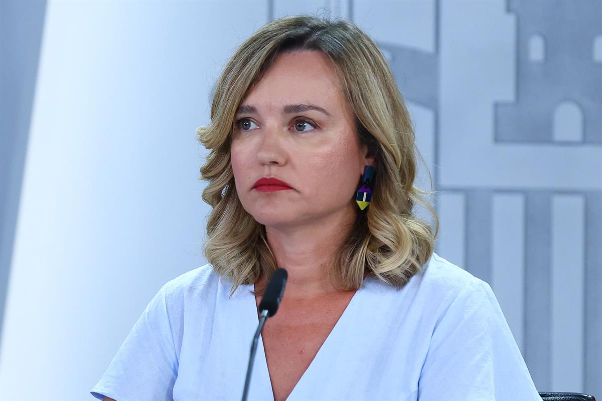 26/08/2025. Rueda de prensa tras el Consejo de Ministros: Pilar Alegría. La ministra de Educación y Formación Profesional y Deportes, y port...