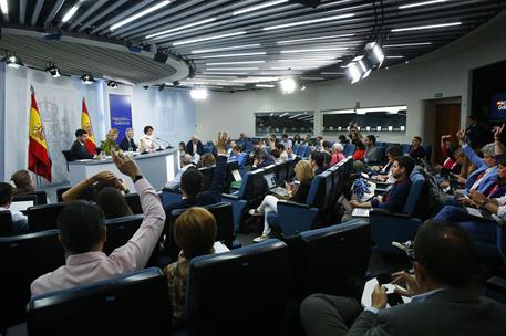 27/05/2025. Rueda de prensa tras el Consejo de Ministros: Pablo Bustinduy, Pilar Alegría, Fernando Grande-Marlaska y Elma Saiz. Pablo Bustin...