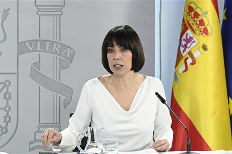 28/10/2025. Rueda de prensa tras el Consejo de Ministros: Félix Bolaños, Pilar Alegría y Diana Morant. La ministra de Ciencia, Innovación y ...