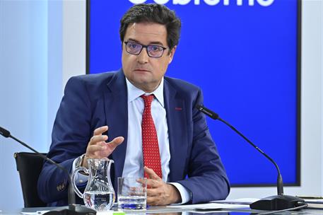 29/07/2025. Rueda de prensa tras el Consejo de Ministros: Oscar Puente, Pilar Alegría, Yolanda Díaz y Óscar López. El ministro para la Trans...