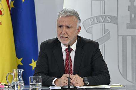 3/02/2026. Rueda de prensa tras el Consejo de Ministros: Ángel Víctor Torres y Elma Saiz. El ministro de Política Territorial y Memoria Demo...