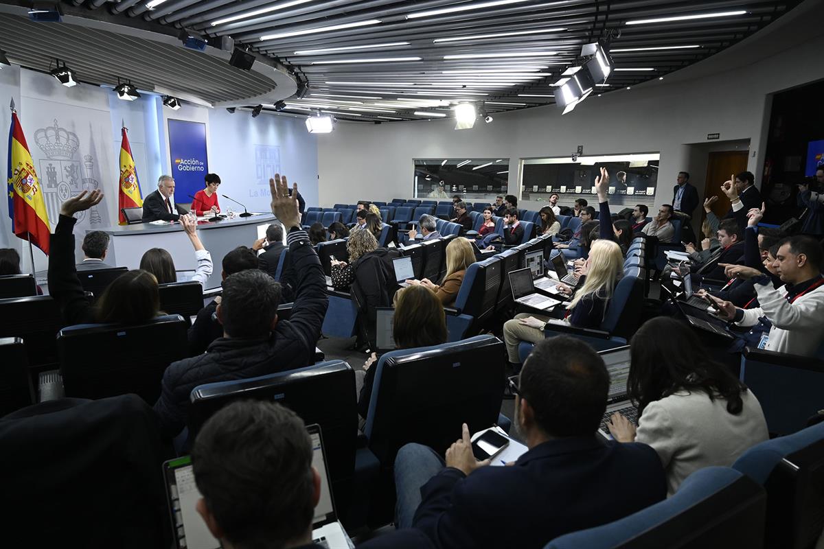 3/02/2026. Press conference after the Council of Ministers. The Minister for Territorial Policy and Democratic Memory, Ángel Víctor Torres, ...