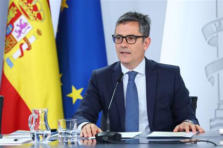 5/05/2026. Consejo de Ministros: Félix Bolaños. El ministro de la Presidencia, Justicia y Relaciones con las Cortes, Félix Bolaños, durante ...