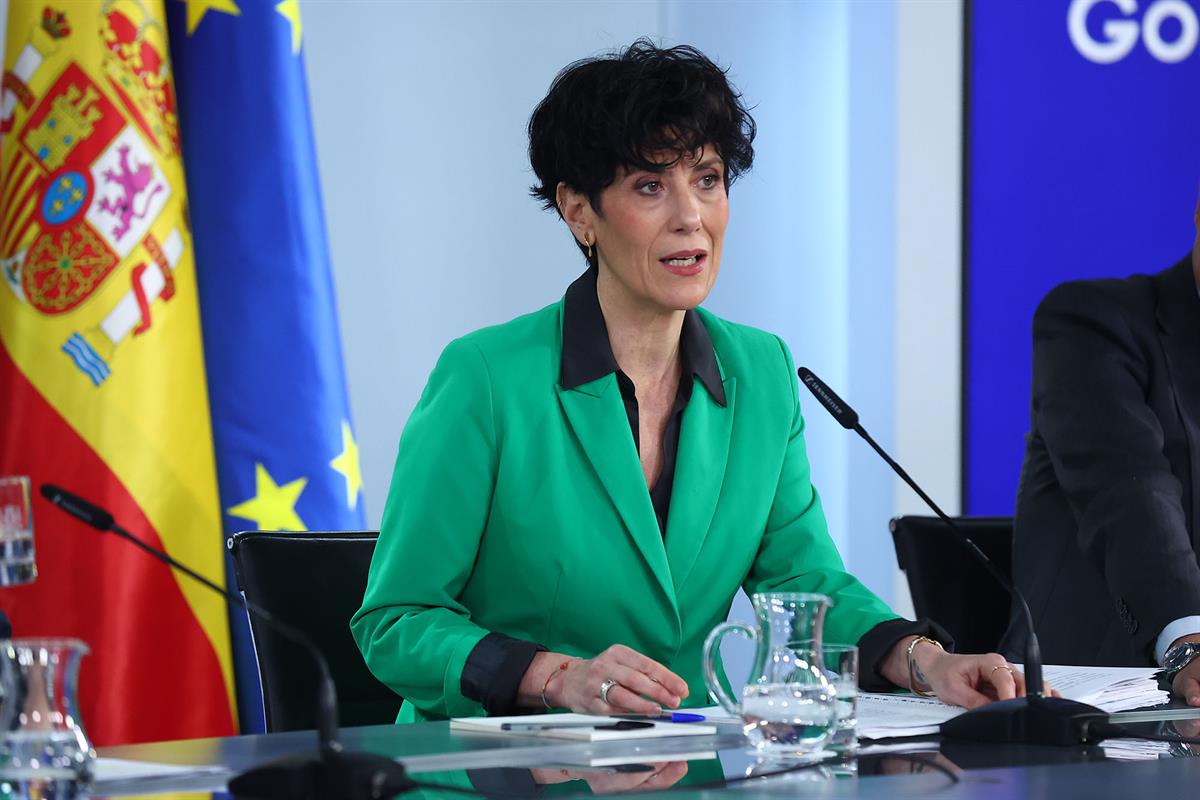 La ministra de Inclusi&oacute;n, Seguridad Social, Migraciones y portavoz del Gobierno, Elma Saiz, en la rueda de prensa