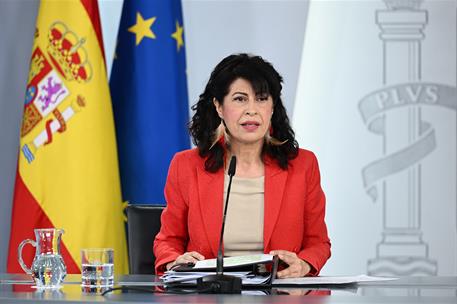 7/04/2026. Rueda de prensa tras el Consejo de Ministros: Ana Redondo. La ministra de Igualdad, Ana Redondo, durante la rueda de prensa poste...