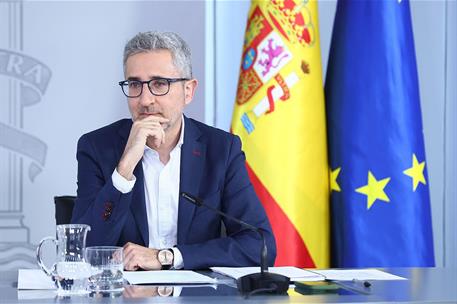 7/07/2026. Rueda de prensa tras el Consejo de Ministros: España. El ministro de Hacienda, Arcadi España, durante la rueda de prensa del Cons...