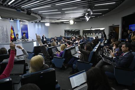 13/01/2026. Rueda de prensa tras el Consejo de Ministros: Félix Bolaños, Elma Saiz. El ministro de la Presidencia, Justicia y Relaciones con...