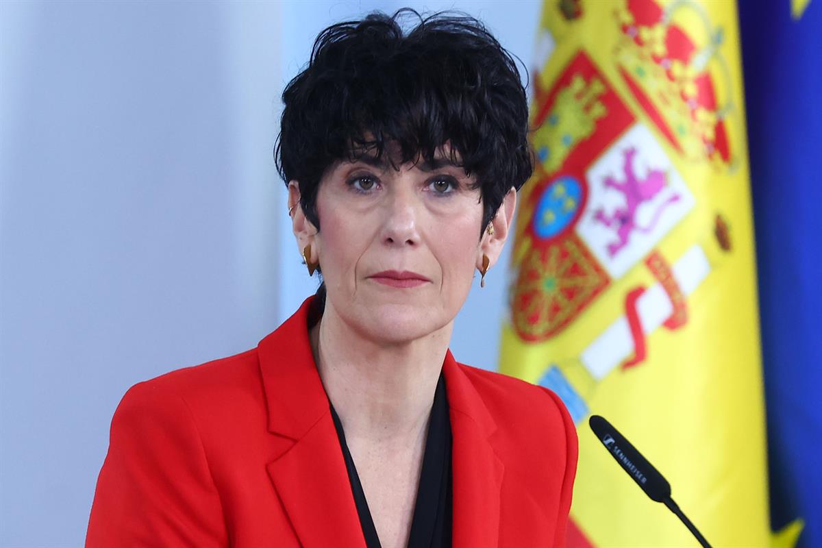 La ministra de Inclusión, Seguridad Social y Migraciones y portavoz del Gobierno, Elma Saiz, en la rueda de prensa