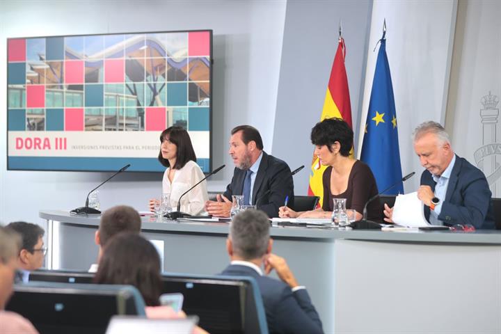 Los ministros Morant, Puente, Saiz y Torres en la rueda de prensa posterior al Consejo de Ministros