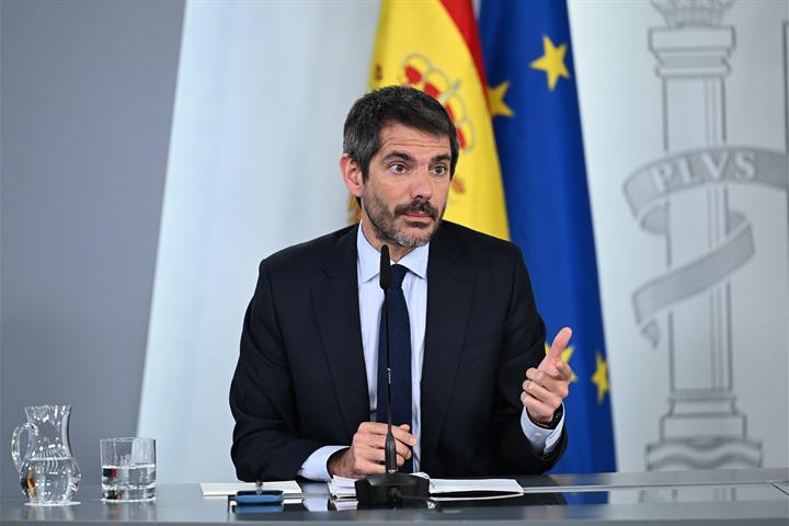 19/05/2026. Rueda de prensa tras el Consejo. El ministro de Cultura, Ernest Urtasun, interviene en la rueda de prensa posterior al Consejo d...