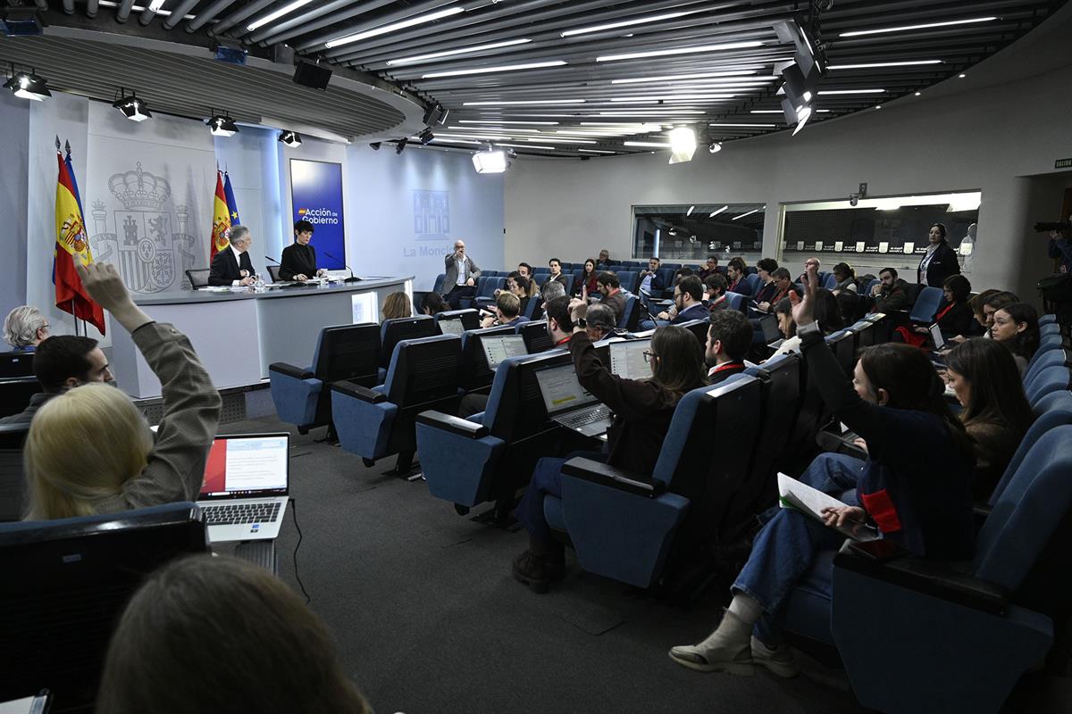 20/01/2026. Rueda de prensa tras el Consejo de Ministros: Fernando Grande-Marlaska y Elma Saiz. El ministro del Interior, Fernando Grande-Ma...