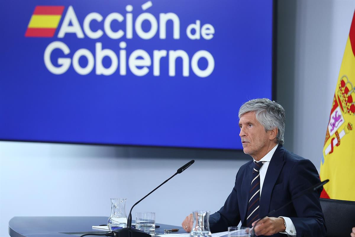 El ministro del Interior, Fernando Grande-Marlaska, durante la rueda de prensa posterior al Consejo de Ministros.