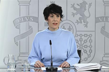 27/01/2026. Rueda de prensa tras el Consejo de Ministros: Elma Saiz. La ministra de Inclusión, Seguridad Social y Migraciones y portavoz del...