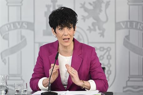 31/03/2026. Rueda de prensa tras el Consejo de Ministros. La ministra de Inclusión, Seguridad Social y Migraciones y portavoz del Gobierno, ...