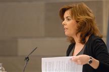 Soraya Sáenz de Santamaría durante la rueda de prensa posterior al Consejo de Ministros