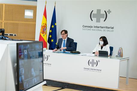 4/01/2021. Reunión del Consejo Interterritorial de Salud. El ministro de Sanidad, Salvador Illa, junto a la ministra de Política Territorial...