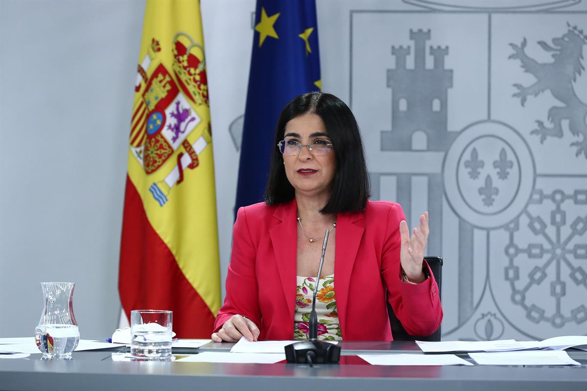 4/08/2021. Reunión y rueda de prensa posterior a la reunión del Consejo Interterritorial del SNS. La ministra de Sanidad, Carolina Darias, r...