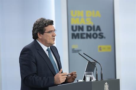5/05/2020. Rueda de prensa del ministro de Inclusión, Seguridad Social y Migraciones, José Luis Escrivá. Intervención en rueda de prensa del...