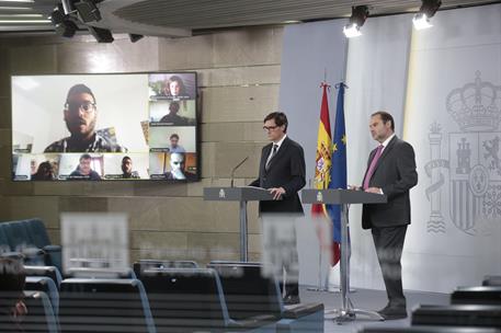 6/04/2020. Rueda de prensa telemática de los ministros de Sanidad y de Transportes, Movilidad y Agenda Urbana. El ministro de Sanidad, Salva...