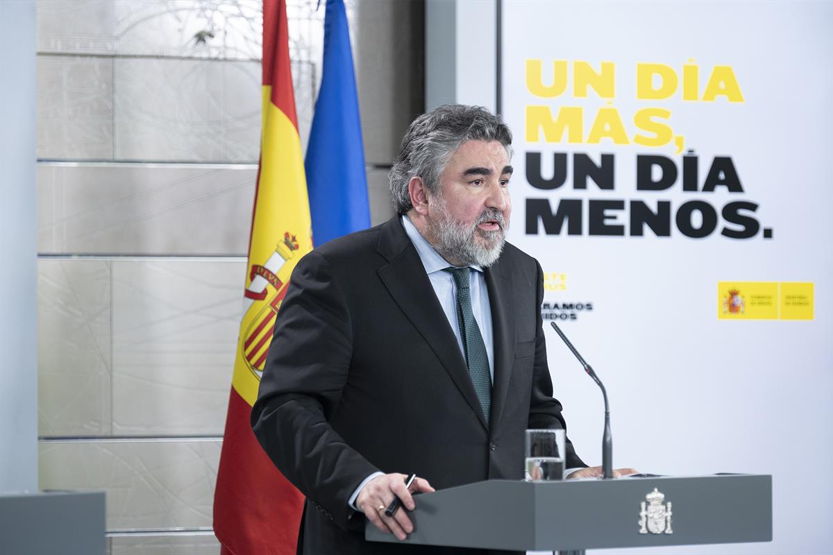 7/04/2020. Rueda de prensa de los ministros de Sanidad y de Cultura y Deporte. El ministro de Cultura y Deporte, José Manuel Rodríguez Uribe...