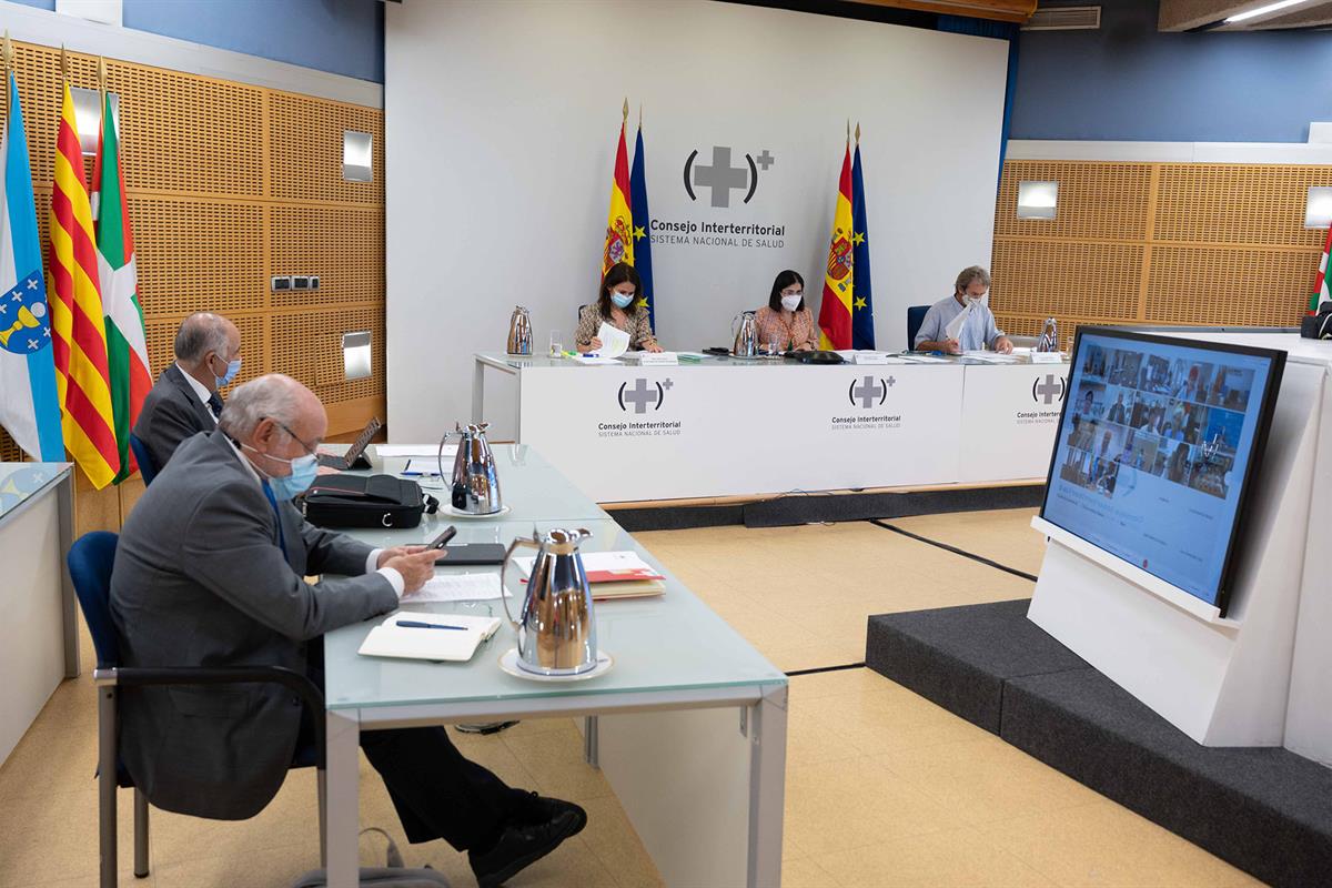 7/07/2021. Reunión del Consejo Interterritorial del Sistema Nacional de Salud. La ministra de Sanidad, Carolina Darias, junto a otros miembr...