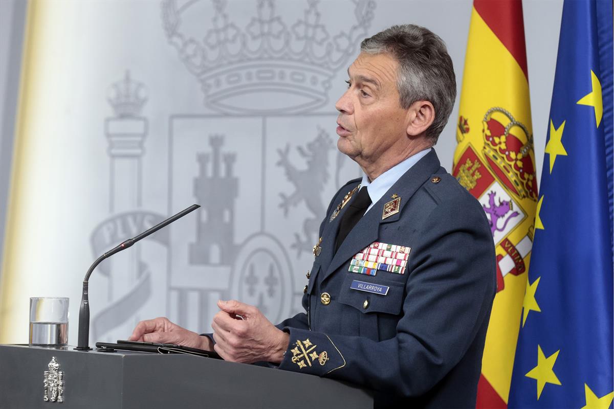 8/04/2020. Rueda de prensa telemática tras la reunión del Comité de Gestión Técnica del Coronavirus. Intervención del general Miguel Ángel V...