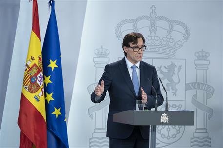 8/05/2020. Rueda de prensa de Salvador Illa y de Fernando Simón. Intervención del ministro de Sanidad, Salvador Illa, durante la rueda de pr...