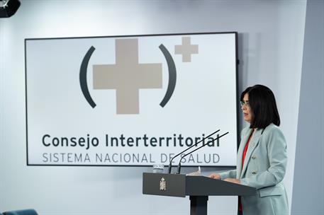 14/07/2021. Reunión del Consejo Interterritorial del Sistema Nacional de Salud. La ministra de Sanidad, Carolina Darias, durante la rueda de...