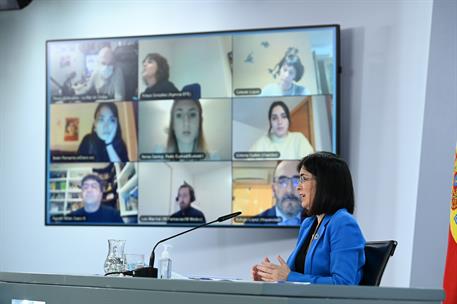 17/02/2021. Rueda de prensa de la ministra Carolina Darias. La ministra de Sanidad, Carolina Darias, durante la rueda de prensa ofrecida al ...