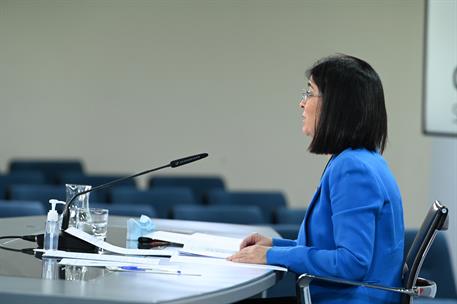 17/02/2021. Rueda de prensa de la ministra Carolina Darias. La ministra de Sanidad, Carolina Darias, durante la rueda de prensa ofrecida al ...