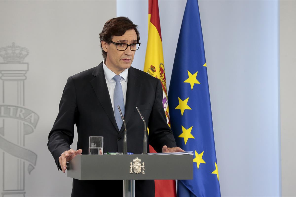 17/05/2020. Rueda de prensa de los ministros Monterio e Illa. El ministro de Sanidad, Salvador Illa, durante su comparecencia para informar ...