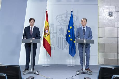 20/03/2020. Rueda de prensa de los ministros de Sanidad, Salvador Illa, y Ciencia e Innovación, Pedro Duque. El ministro de Sanidad, Salvado...