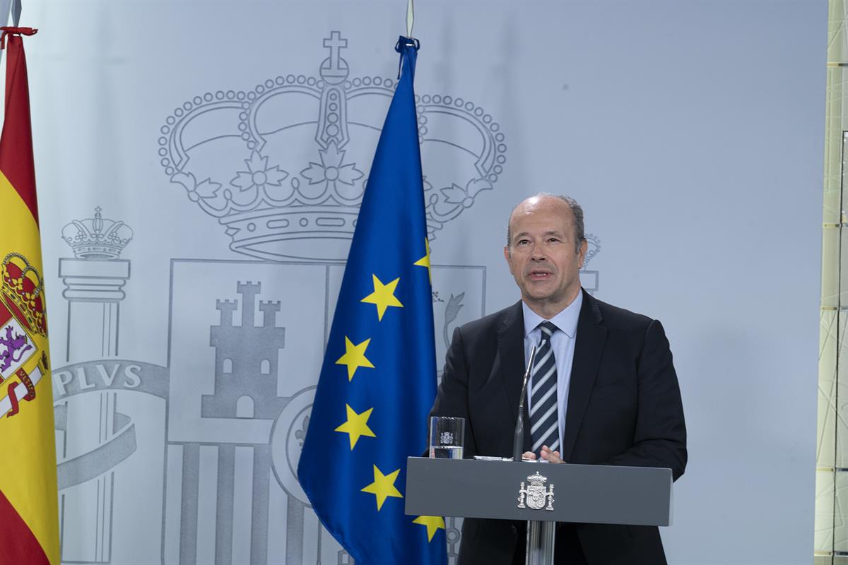 20/03/2020. Conferencia de prensa de los ministros del Interior y de Justicia. El ministro de Justicia, Juan Carlos Campo, durante la rueda ... 20/03/2020. Conferencia de prensa de los ministros del Interior y de Justicia. El ministro de Justicia, Juan Carlos Campo, durante la rueda ...