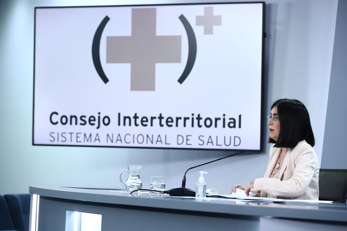 20/07/2021. Rueda de prensa posterior a la reunión del Consejo Interterritorial del Sistema Nacional de Salud. La ministra de Sanidad, Carol...