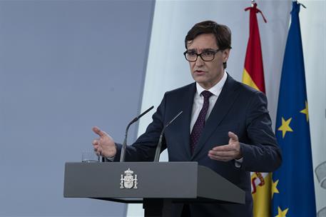 21/04/2020. Rueda de prensa del ministro de Sanidad, Salvador Illa. El ministro de Sanidad, Salvador Illa, durante la rueda de prensa en la ...