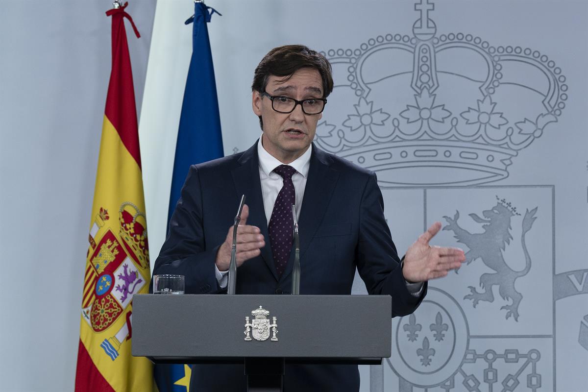 21/04/2020. Rueda de prensa del ministro de Sanidad, Salvador Illa. El ministro de Sanidad, Salvador Illa, durante la rueda de prensa en la ...