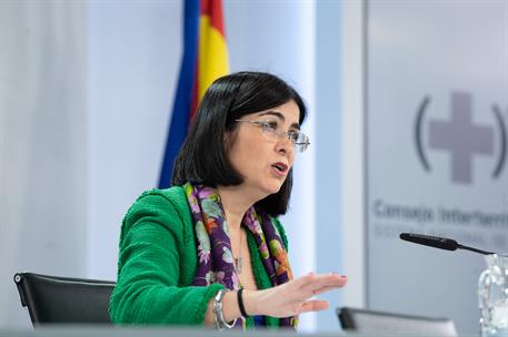 22/03/2021. Reunión del Consejo Interterritorial del Sistema Nacional de Salud. La ministra de Sanidad, Carolina Darias, durante la rueda de...