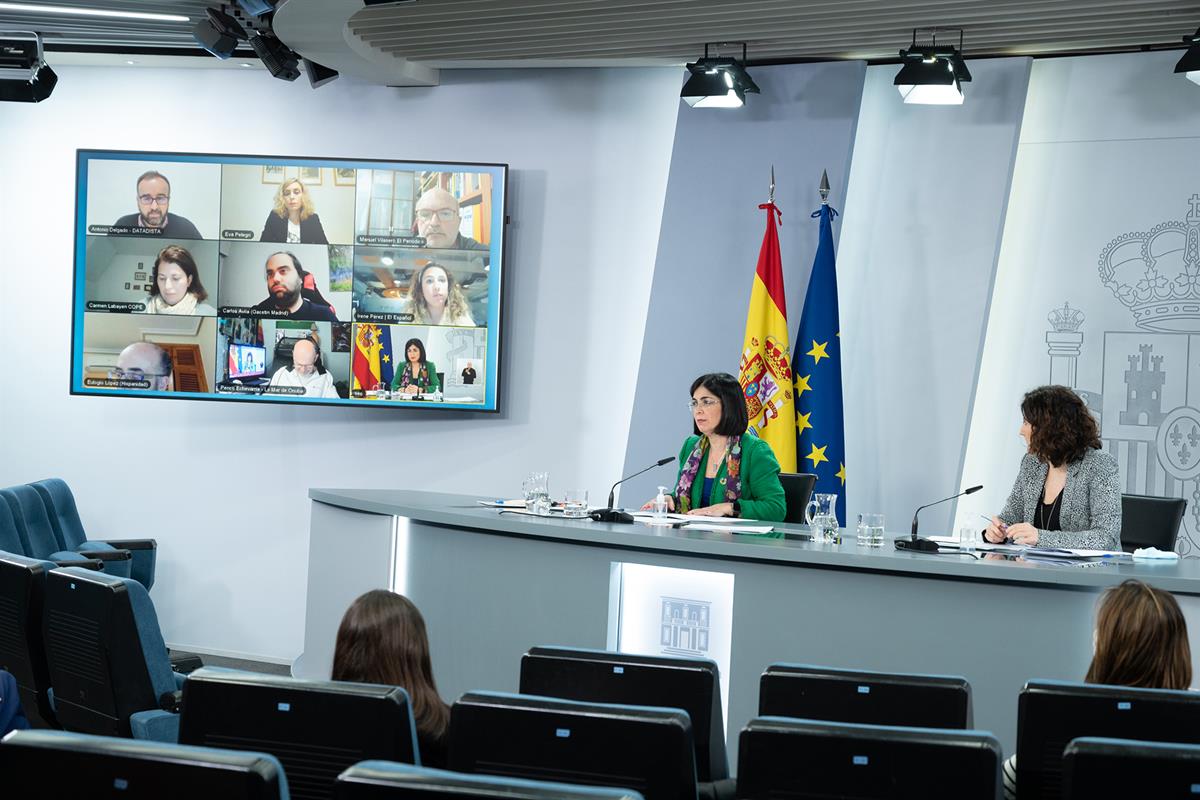 22/03/2021. Reunión del Consejo Interterritorial del Sistema Nacional de Salud. La ministra de Sanidad, Carolina Darias, y la secretaria de ...