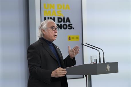 23/04/2020. Rueda de prensa del ministro de Universidades, Manuel Castells. El ministro de Universidades, Manuel Castells, durante su interv...