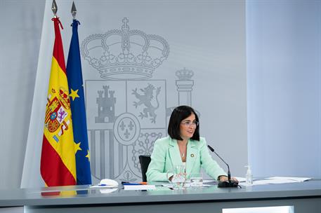 23/06/2021. Reunión del Consejo Interterritorial del Sistema Nacional de Salud. La ministra de Sanidad, Carolina Darias, durante la rueda de...