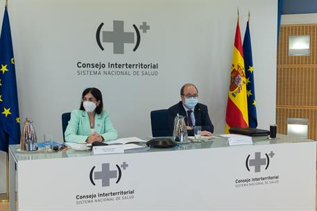 23/06/2021. Reunión del Consejo Interterritorial del Sistema Nacional de Salud. La ministra de Sanidad, Carolina Darias, junto al ministro d...