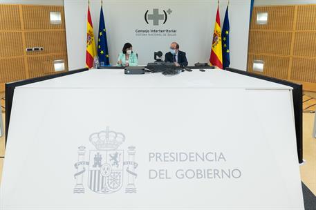 23/06/2021. Reunión del Consejo Interterritorial del Sistema Nacional de Salud. La ministra de Sanidad, Carolina Darias, junto al ministro d...