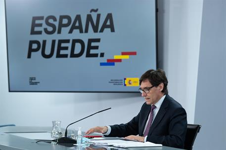 25/09/2020. Rueda de prensa del ministro de Sanidad. El ministro de Sanidad, Salvador Illa, durante la rueda de prensa que ha ofrecido en La...
