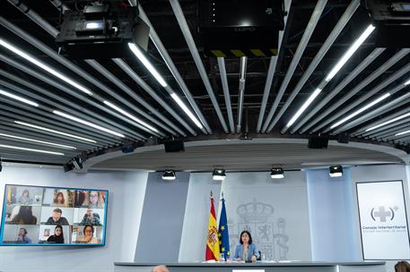 26/05/2021. Reunión del Consejo Interterritorial del Sistema Nacional de Salud. La ministra de Sanidad, Carolina Darias, durante la rueda de...