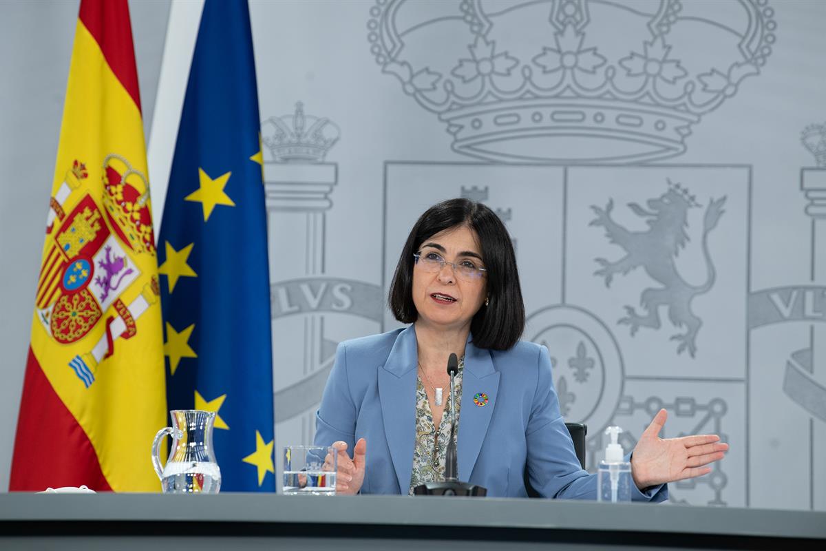 26/05/2021. Reunión del Consejo Interterritorial del Sistema Nacional de Salud. La ministra de Sanidad, Carolina Darias, durante la rueda de...