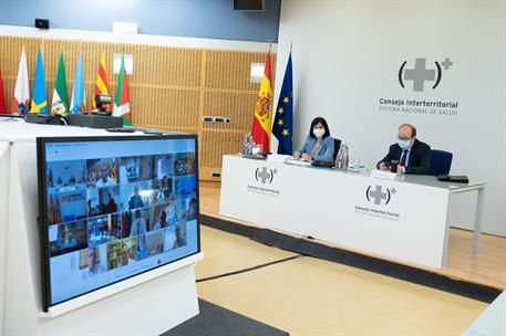 26/05/2021. Reunión del Consejo Interterritorial del Sistema Nacional de Salud. La ministra de Sanidad, Carolina Darias, junto al ministro d...