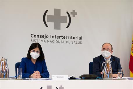 28/01/2021. Reunión del Consejo Interterritorial de Salud. La ministra de Sanidad, Carolina Darias, y el ministro de Política Territorial y ...