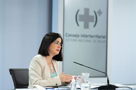 28/07/2021. Reunión y rueda de prensa posterior al Consejo Interterritorial del Sistema Nacional de Salud. La ministra de Sanidad, Carolina ...